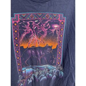 Vintage Wolf Nature Hanes Beefy T-shirt Single‎ Stitch Blue Size XL Faded